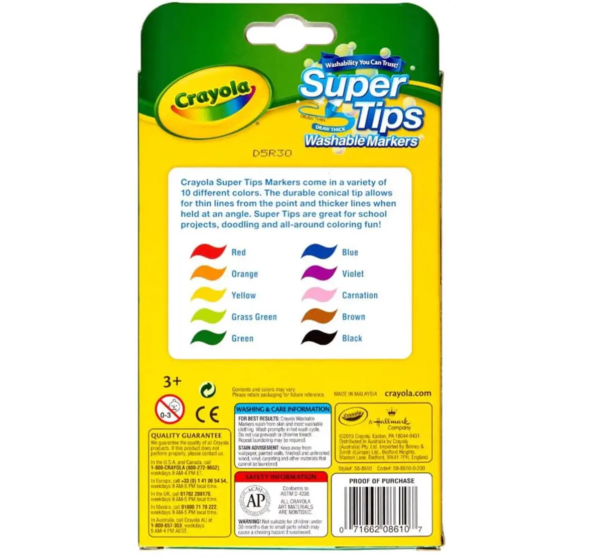 Crayola Washable Super Tips, 10 pieces, 3Y+