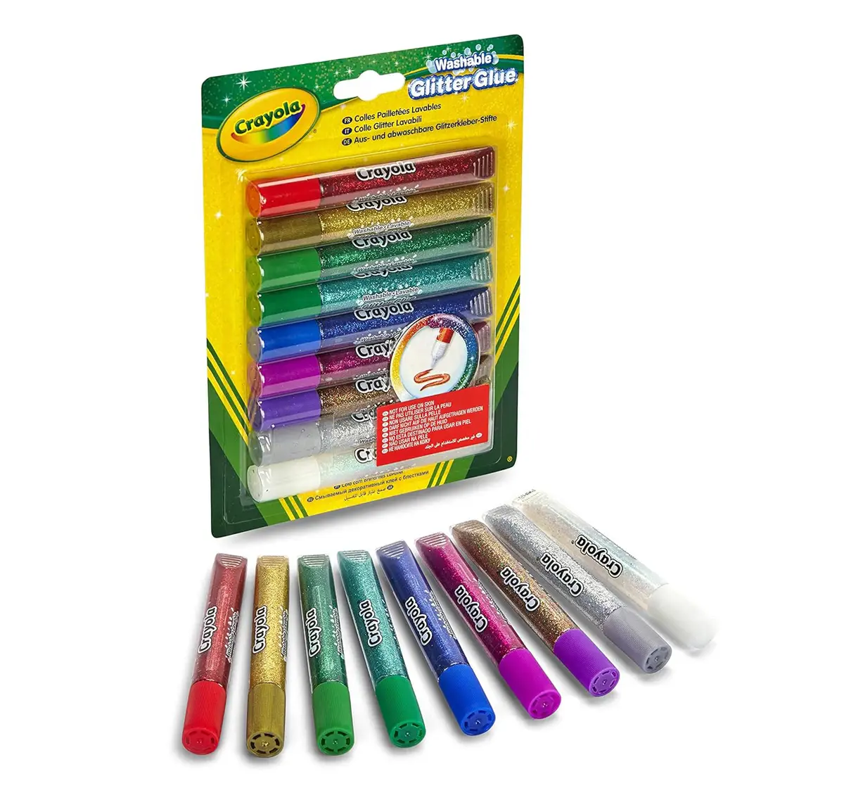 Crayola Bold Washable Glitter Glue, 9 Pieces, 3Y+