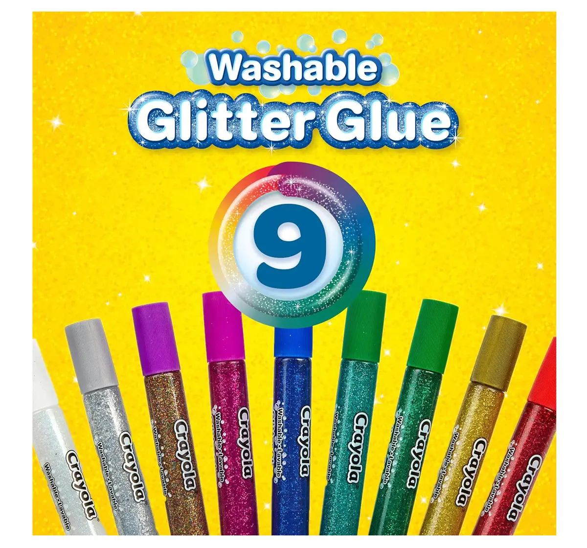 Crayola Bold Washable Glitter Glue, 9 Pieces, 3Y+
