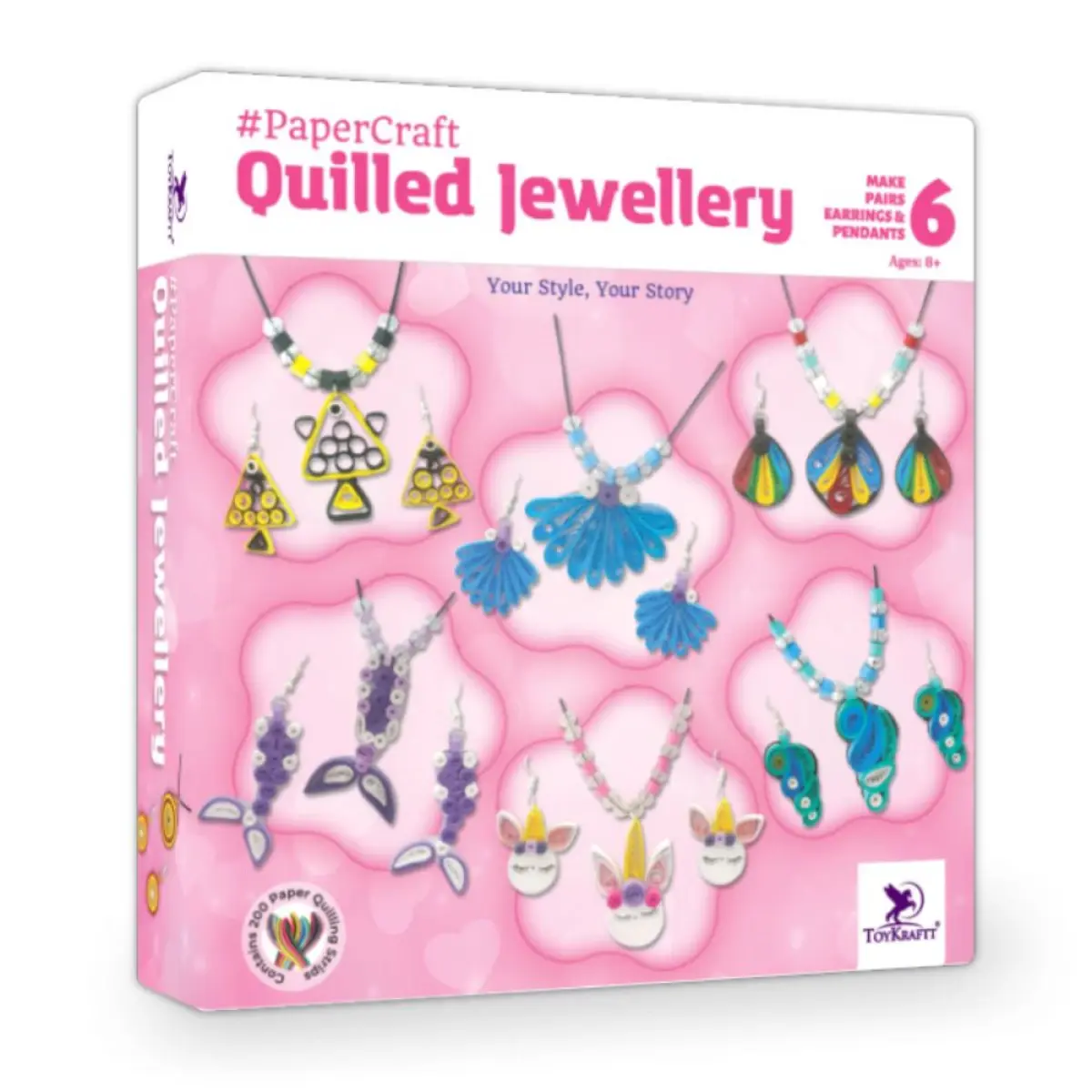 Toykraftt Jewellery Making Kit Paper Quilling Set Multicolour, 8Y+