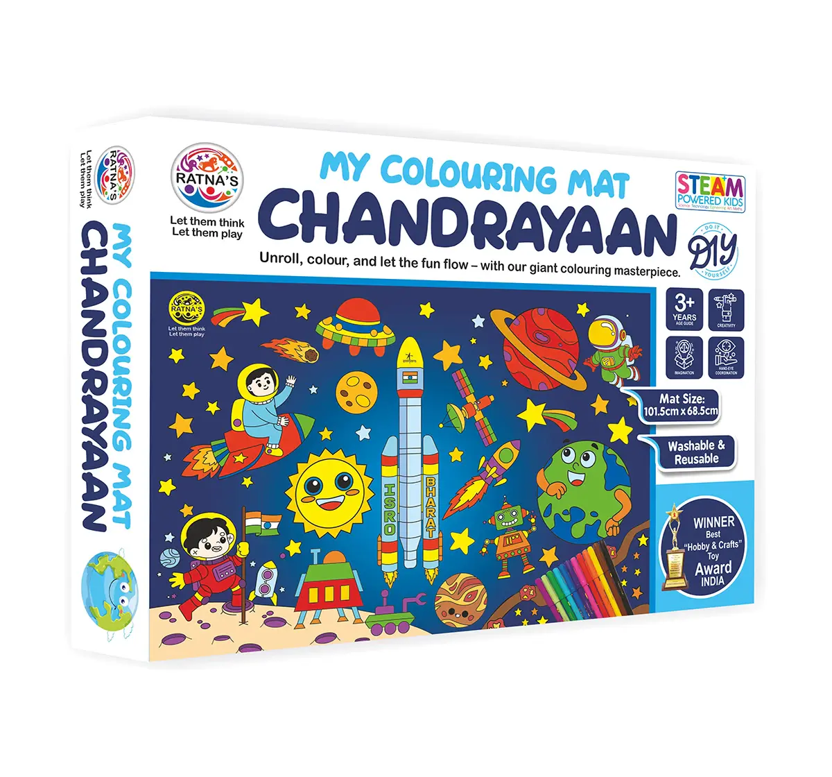 Ratna's My Colouring Mat Chandrayaan, Colouring Kit, Multicolour, 5Y+