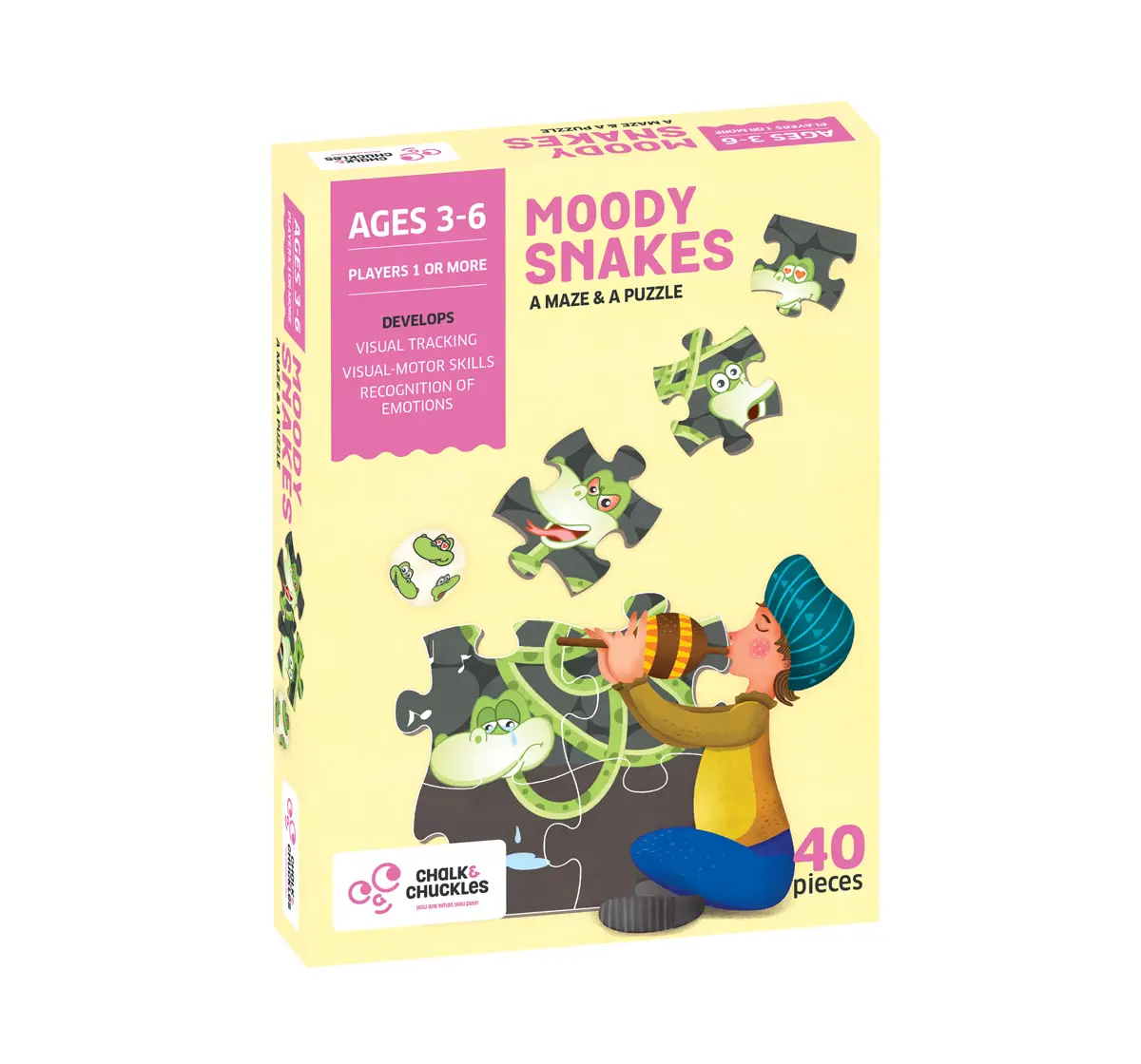 Chalk and Chuckles Moody Snakes A Maze & a Jigsaw Puzzle, 3Y, Multicolour