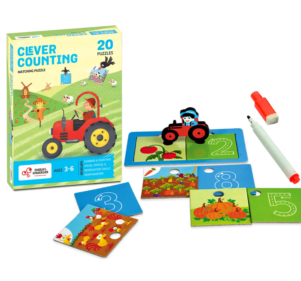 Chalk and Chuckles Clever Counting Matching Number Puzzle, 3Y, Multicolour