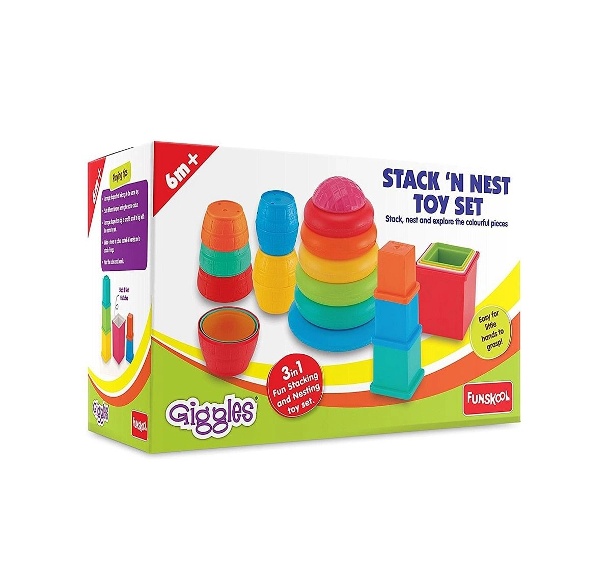 Giggles Pull Stack 'N Link Toy Set New Born for Kids age 12M+ 