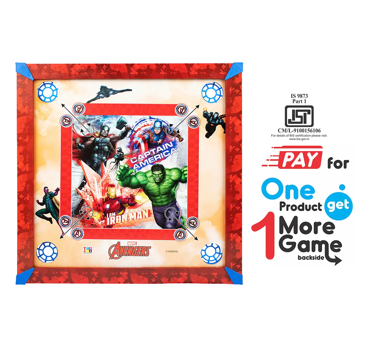 ITOYS 20X20 Avenger Carrom, Multicolour, 4Y+