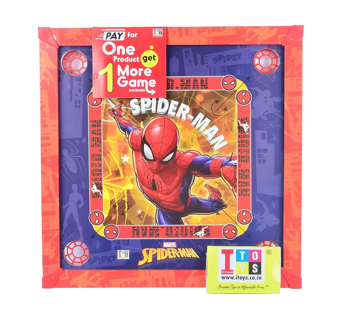 ITOYS 20X20 Spiderman Carrom, Multicolour, 4Y+