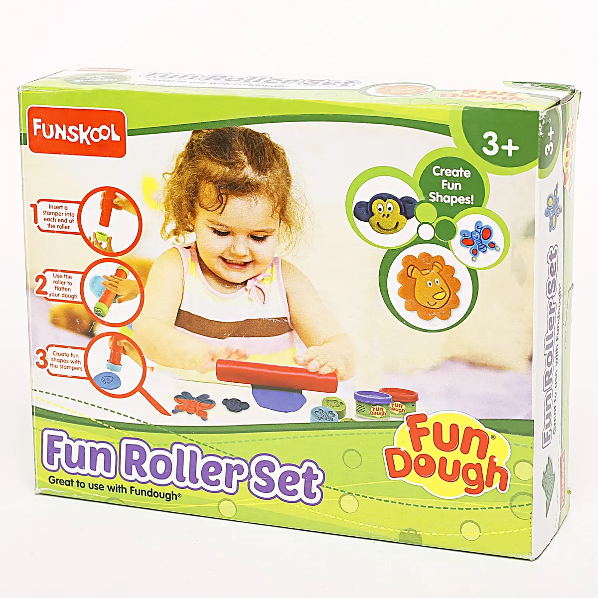 Funskool Fun Dough Roller Set with 2 tubs of 25g each & Accessories, 3Y+, Multicolour