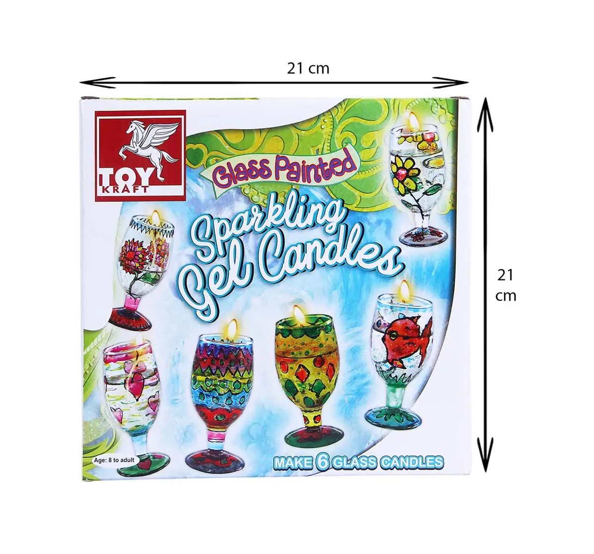 Toy Kraft Glass Painted Sparkling Gel Candles, Multicolor, 8Y+