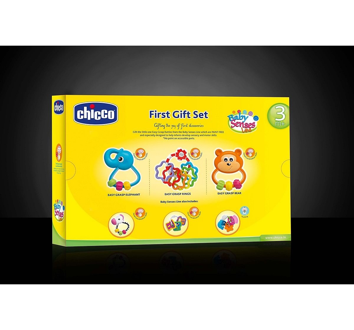 Chicco First Play Set of 3Pc Rattles for Kids age 3M+ 