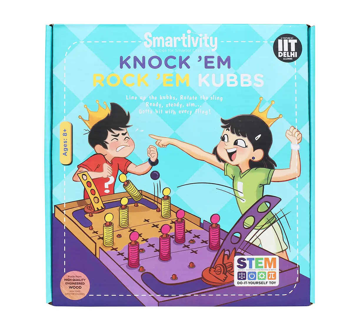 Smartivity Knock 'Em Rock 'Em Kubbs : Stem, Learning, Educational and Construction Activity Toy Gift for age 8Y+  (Multi-Color)
