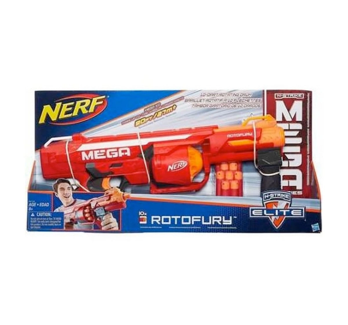  Nerf Mega Rotofury Blaster -- 10-Dart Rotating Drum --  age 8Y+ 