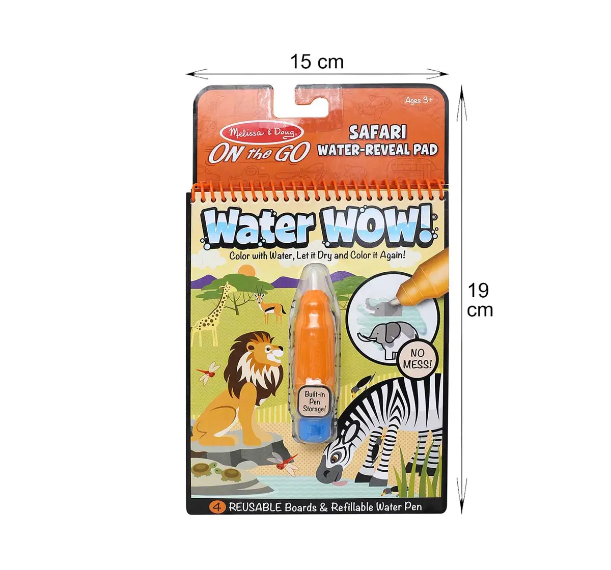 Melissa & Doug On The Go Water Wow! Safari (Reusable Water-Reveal Activity Pad, Chunky-Size Water Pen) School Stationery for Kids age 3Y+ 