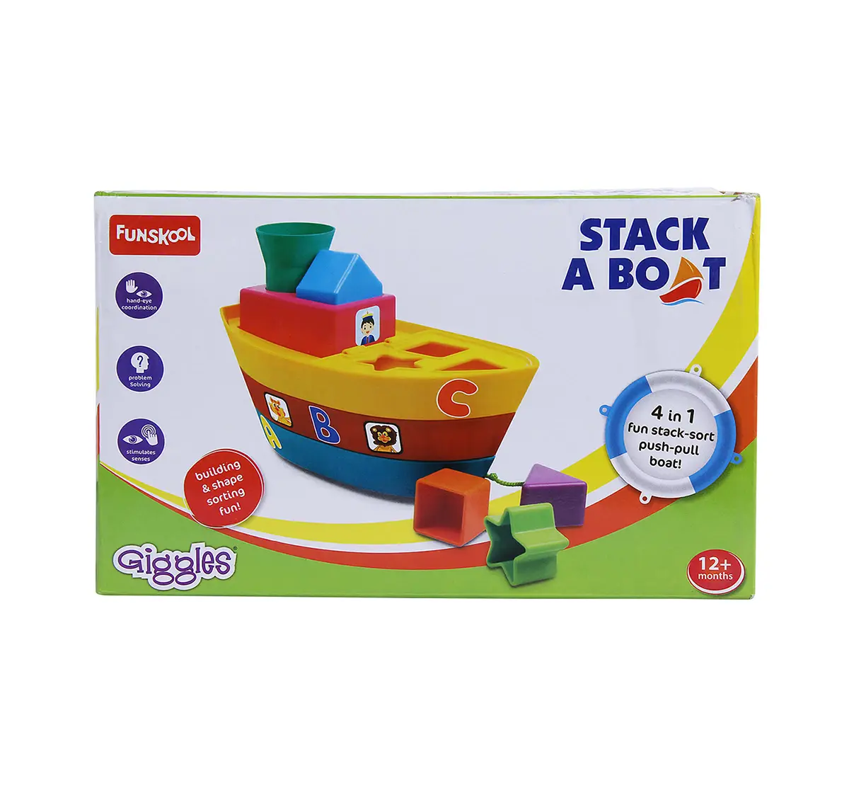 Shop Giggles Stack A Boat, Multi Color Activity Toys for Kids age 12M+
