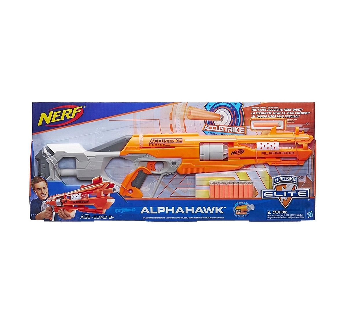 Nerf Alphahawk Accustrike Elite Blaster -- Revolving 5-Dart Drum, age 8Y+ 