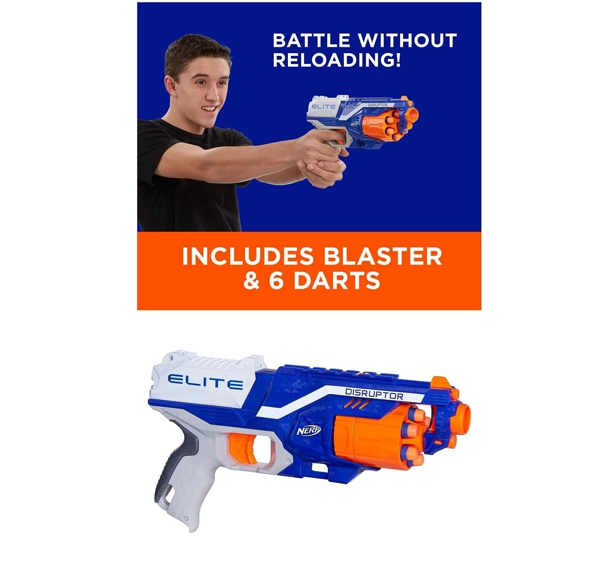 Nerf Disruptor Elite Blaster Toy for kids 8Y+, Multicolour