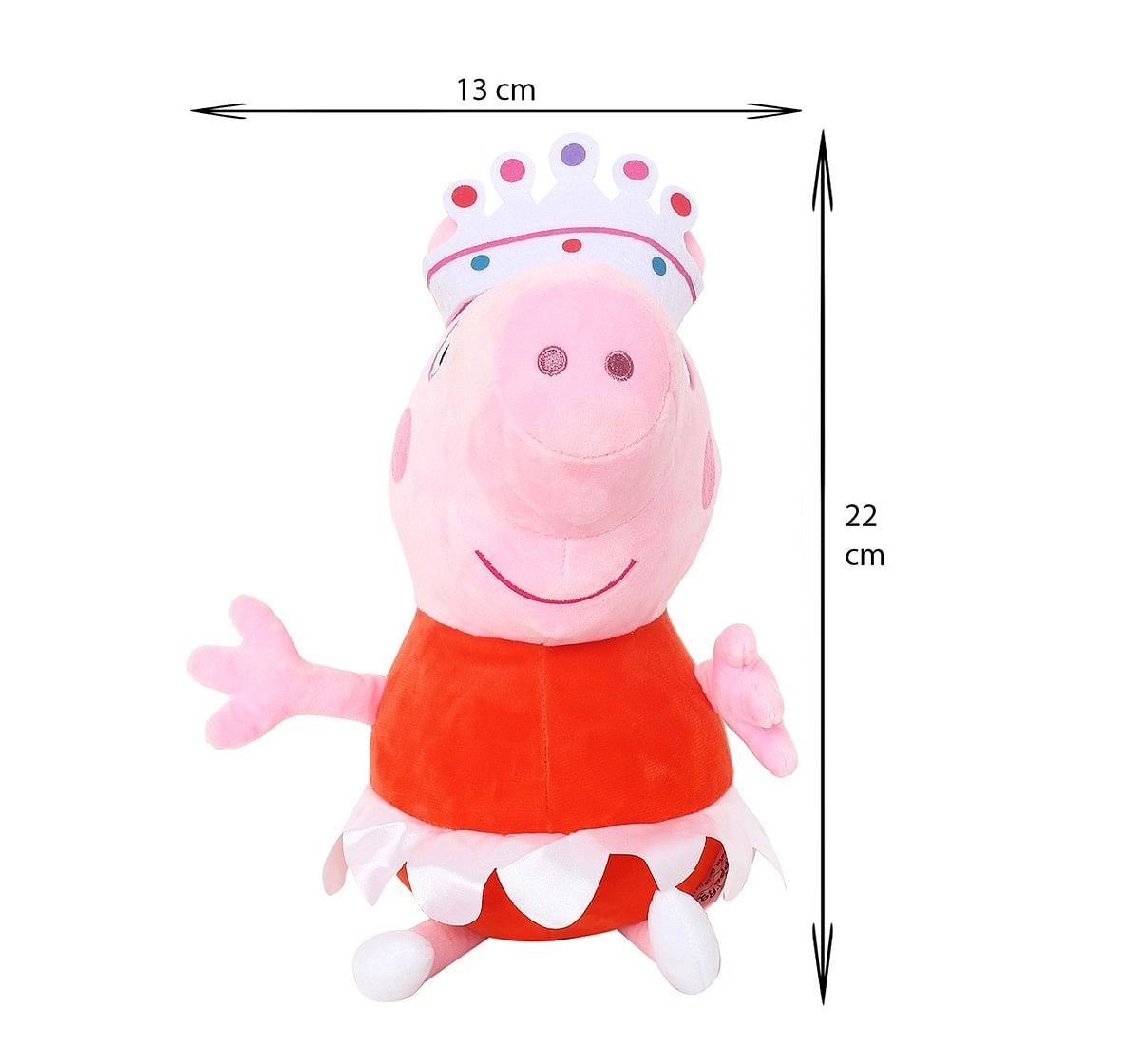 Peppa Pig with Crown Multi Color 30 Cm Soft Toy for Kids age 3Y+ - 13 Cm 