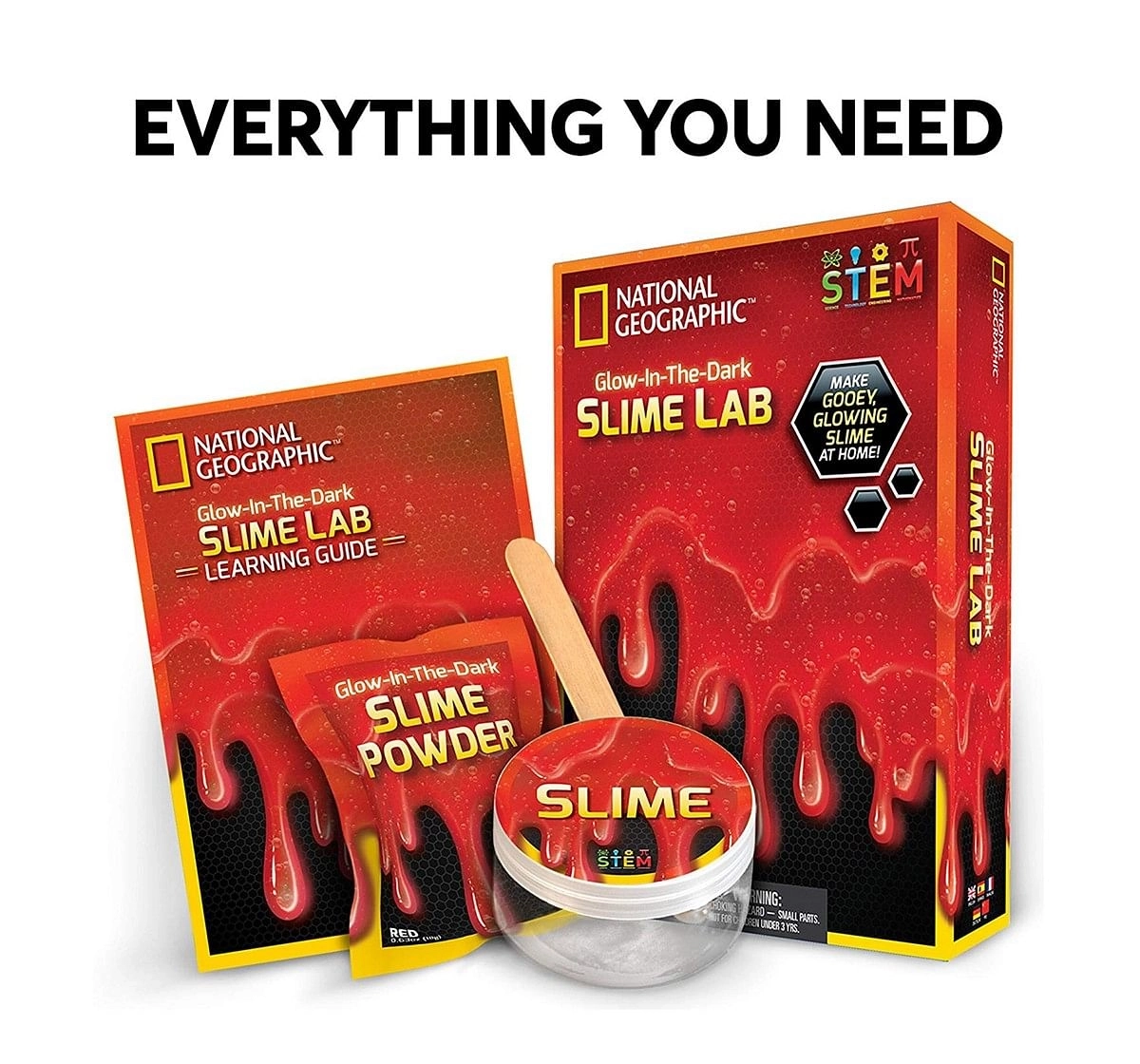 National Geographic DIY Science Lab Make Glowing Slime for Kids age 6Y+ (Red)