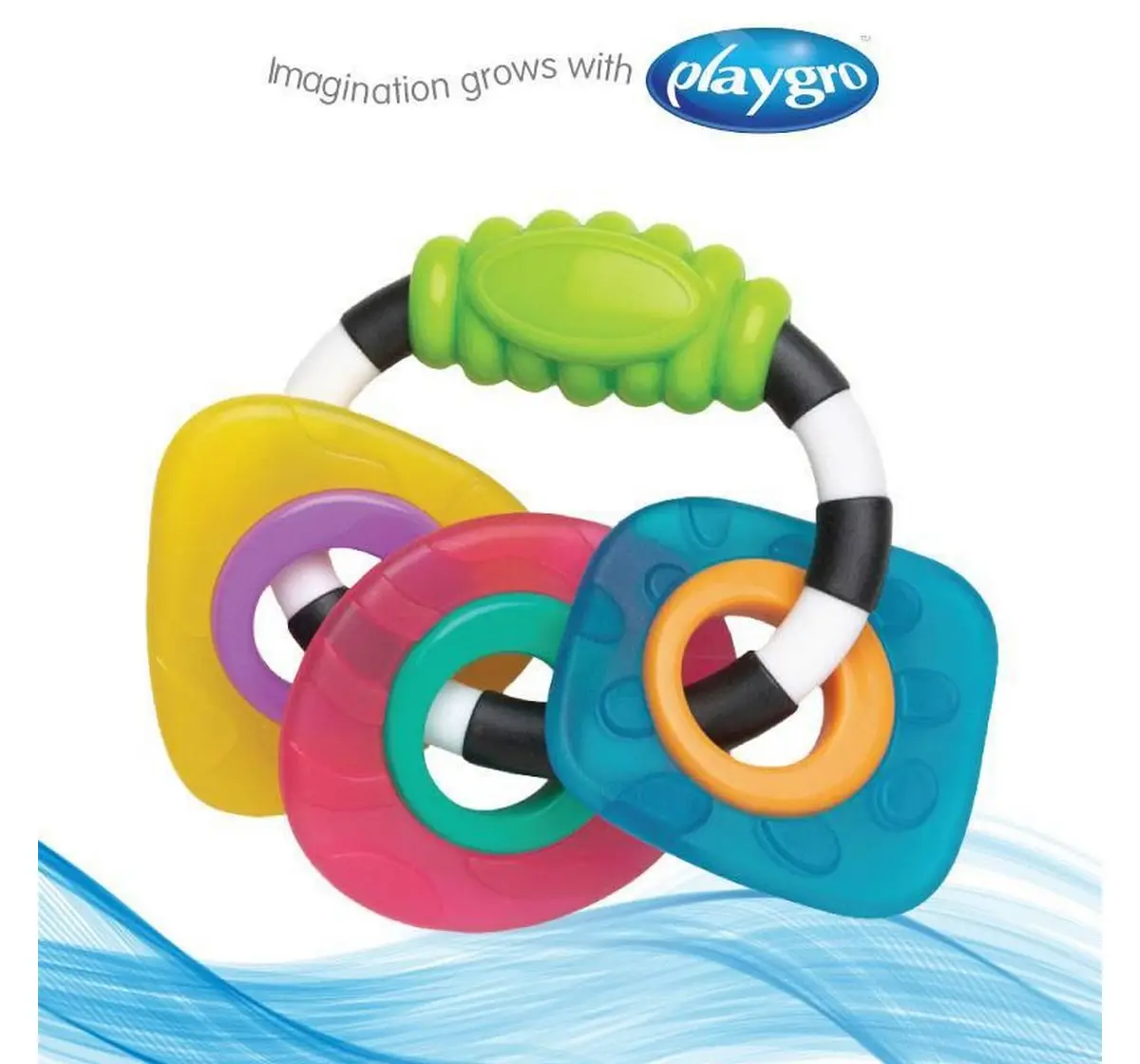 Playgro Teether & Rattle Textured Teething Shapes Multicolor 3 To 12 Months