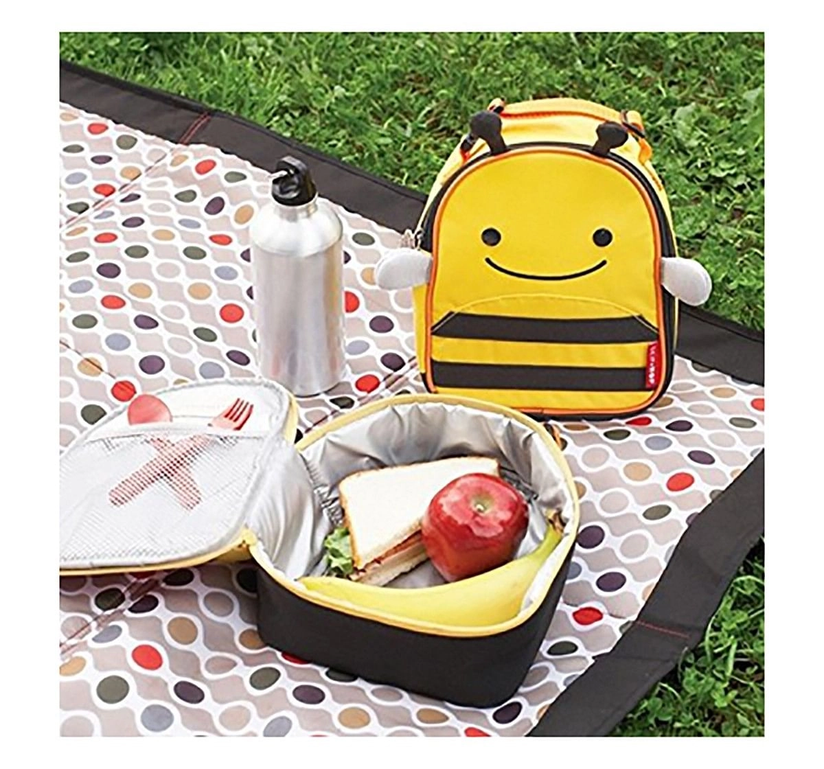 Skip Hop Zoo Insulated Waterproof Lunch Carry Bag -  Bee New Born for Kids age 3Y+ 