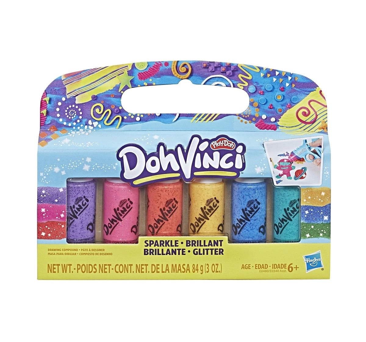 Dohvinci Sparkle 6-Pack Of Drawing Compound By Play-Doh Assorted Clay & Dough for Kids age 3Y+ 