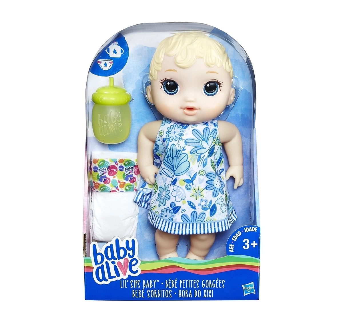 Baby Alive Lil' Sips Baby - Blonde Sculpted Hair Dolls & Accessories for age 3Y+ 