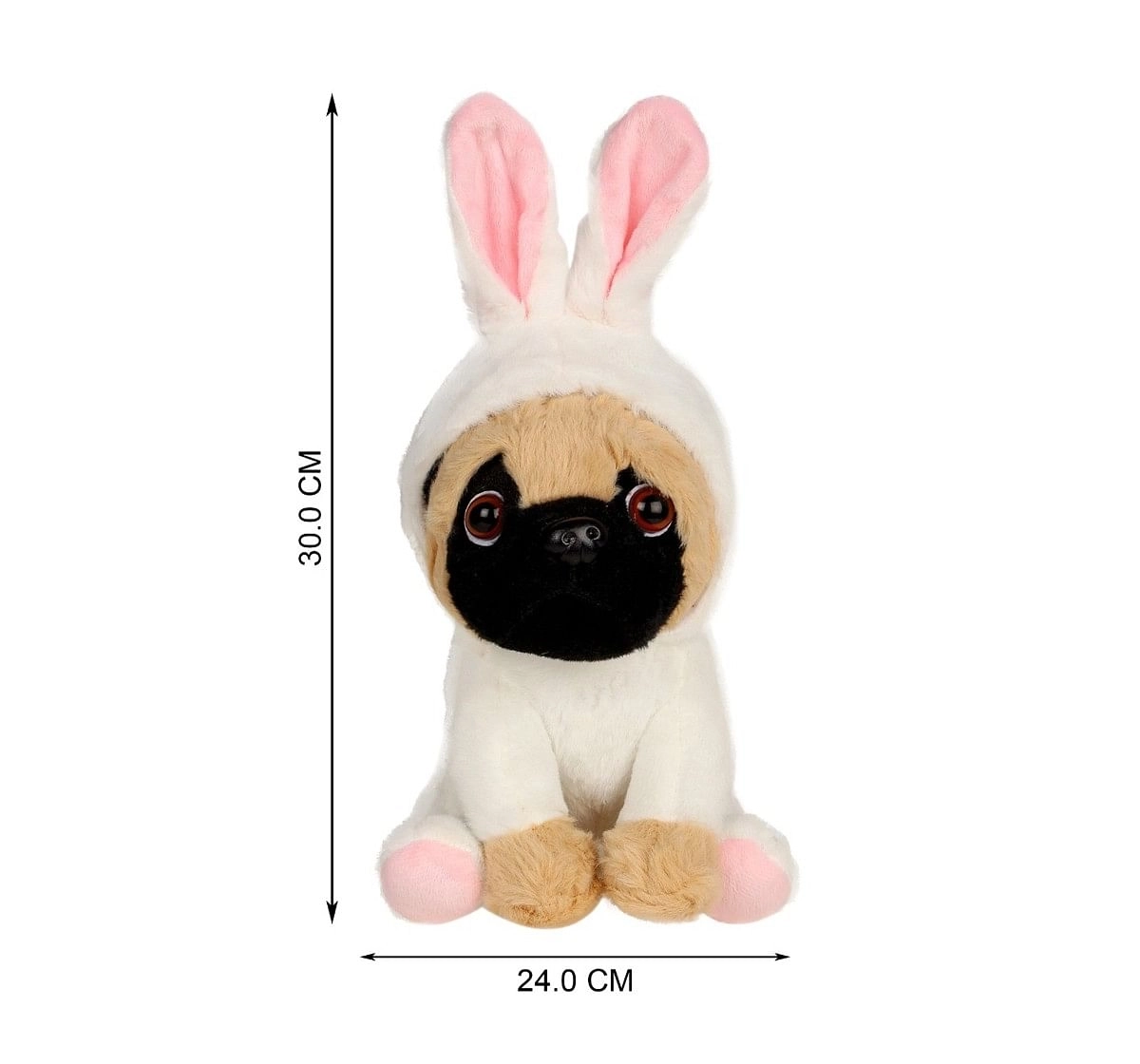 Cuddles Pug with Hood & Bunny Ears 20 Cms Plush Toy for New Born Kids age 0M+