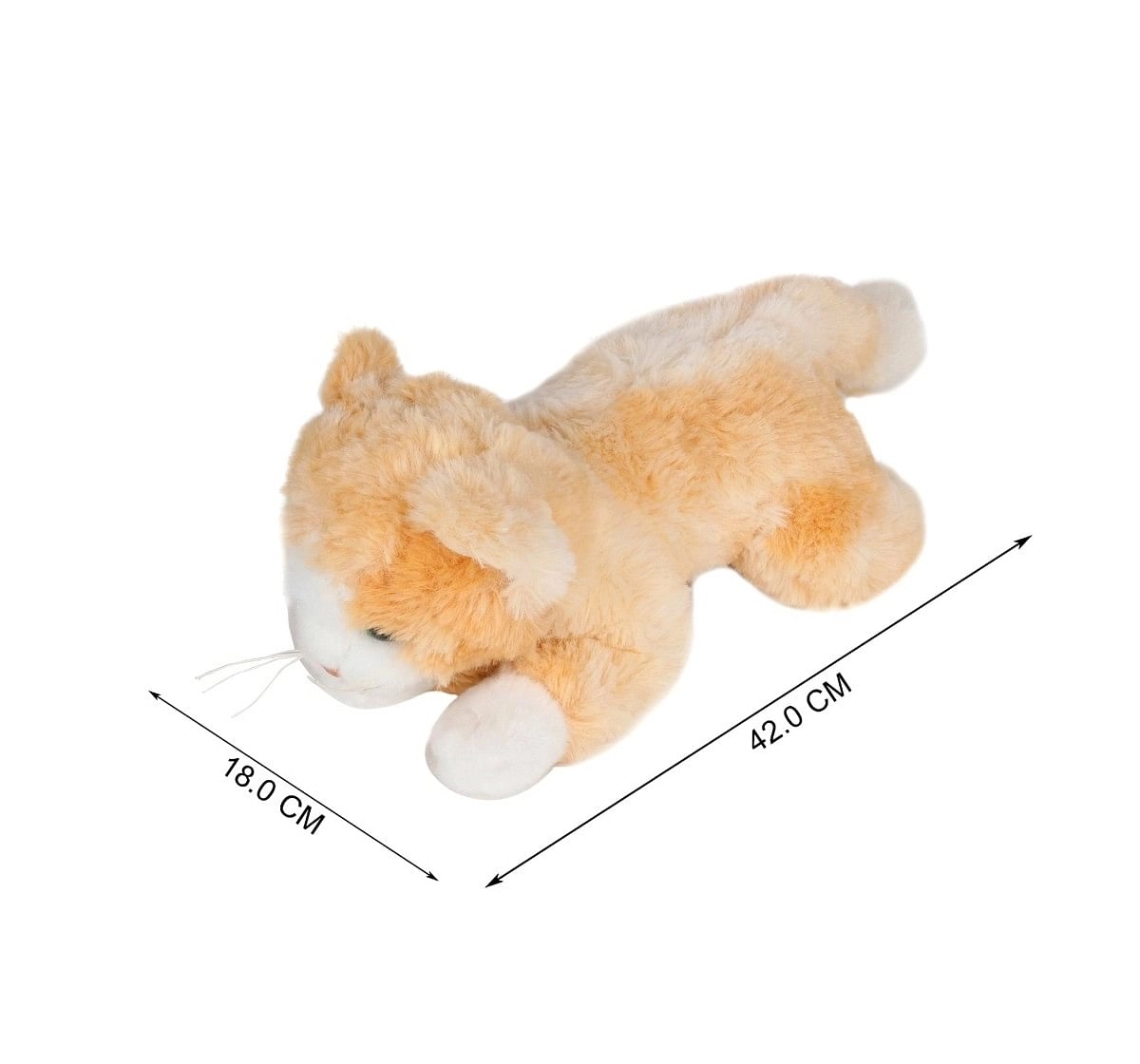 Cuddles Sleeping Cat 28 Cms Plush Toy for New Born Kids age 0M+ (Brown)