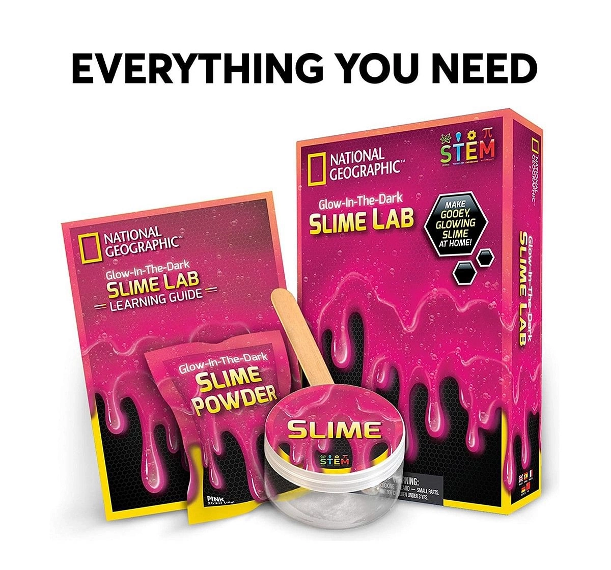 National Geographic DIY Science Lab Make Glowing Slime Science Kits for Kids age 6Y+ (Pink) 