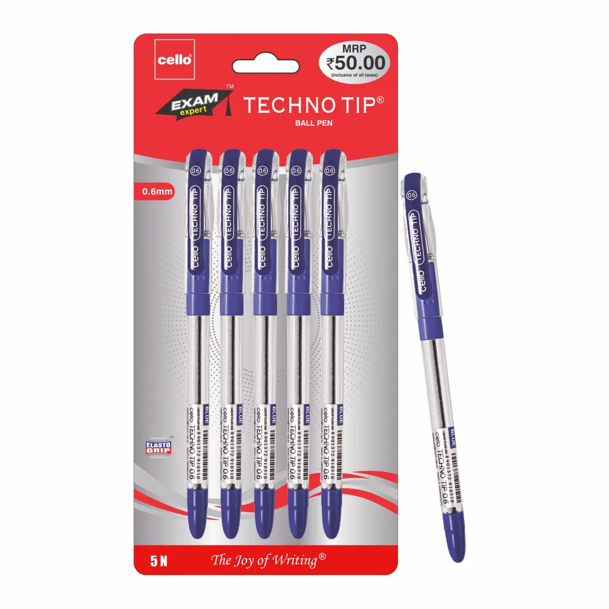 BIC CELLO Technotip Ball Pen, Pack of 5, Blue, 10Y+