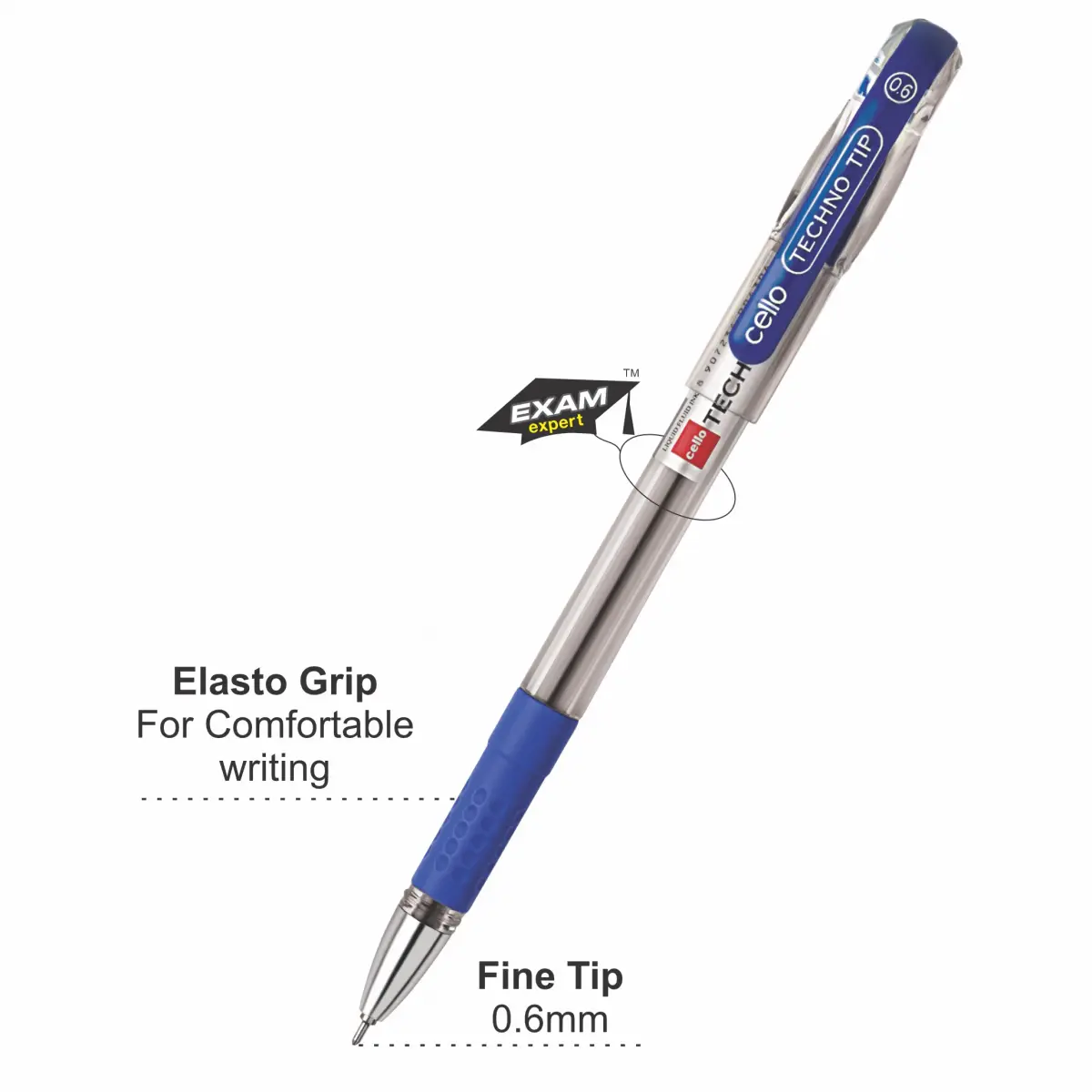 BIC CELLO Technotip Ball Pen, Pack of 5, Blue, 10Y+