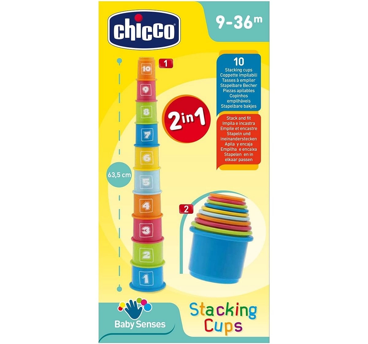 Chicco 2 in 1 Stacking Cups Activity Toy for Kids age 6M+ 