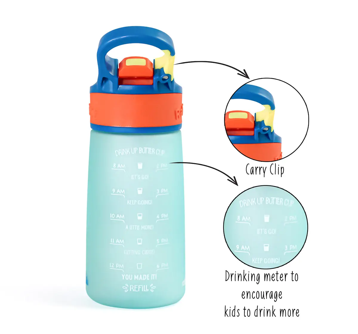 Rabitat Snap Lock Sipper Bottle Shyguy 410 ml For Kids of Age 3Y+, Multicolour