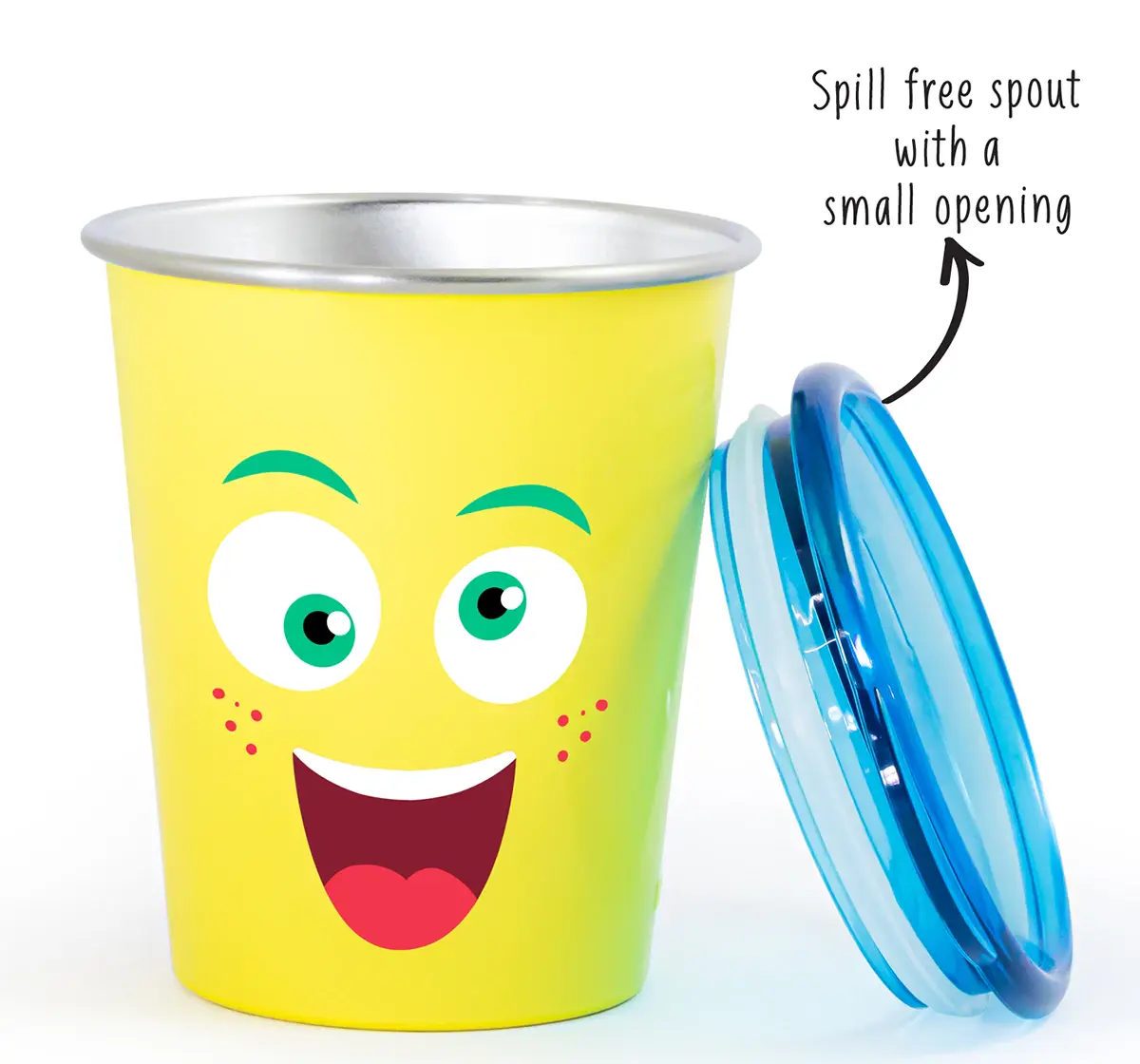 Rabitat Spill Free Stainless Steel Cup, Yellow, Mad Eye, 5Y+