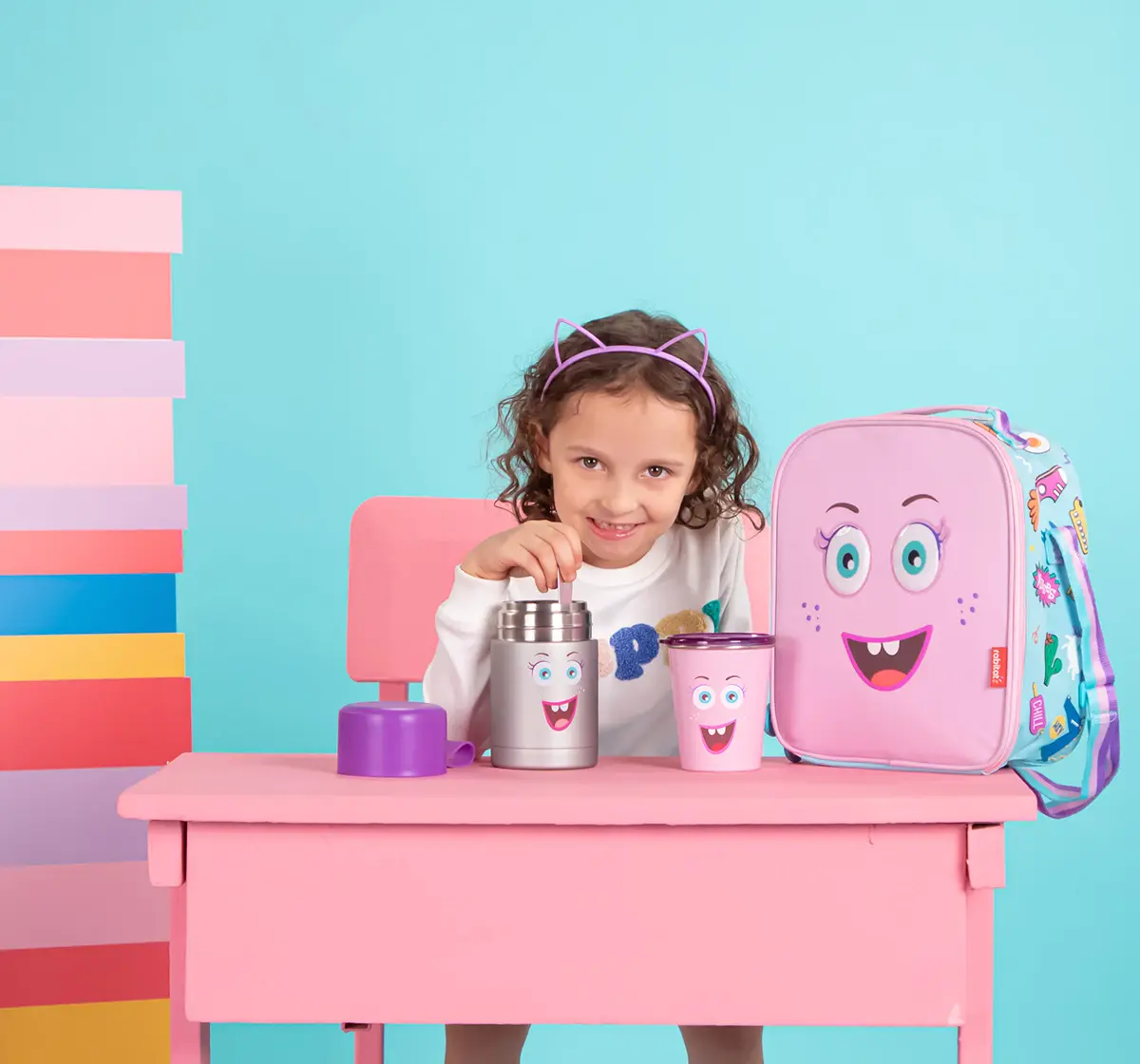 Rabitat Spill Free Stainless Steel Cup, Pink, Miss Butters, 5Y+