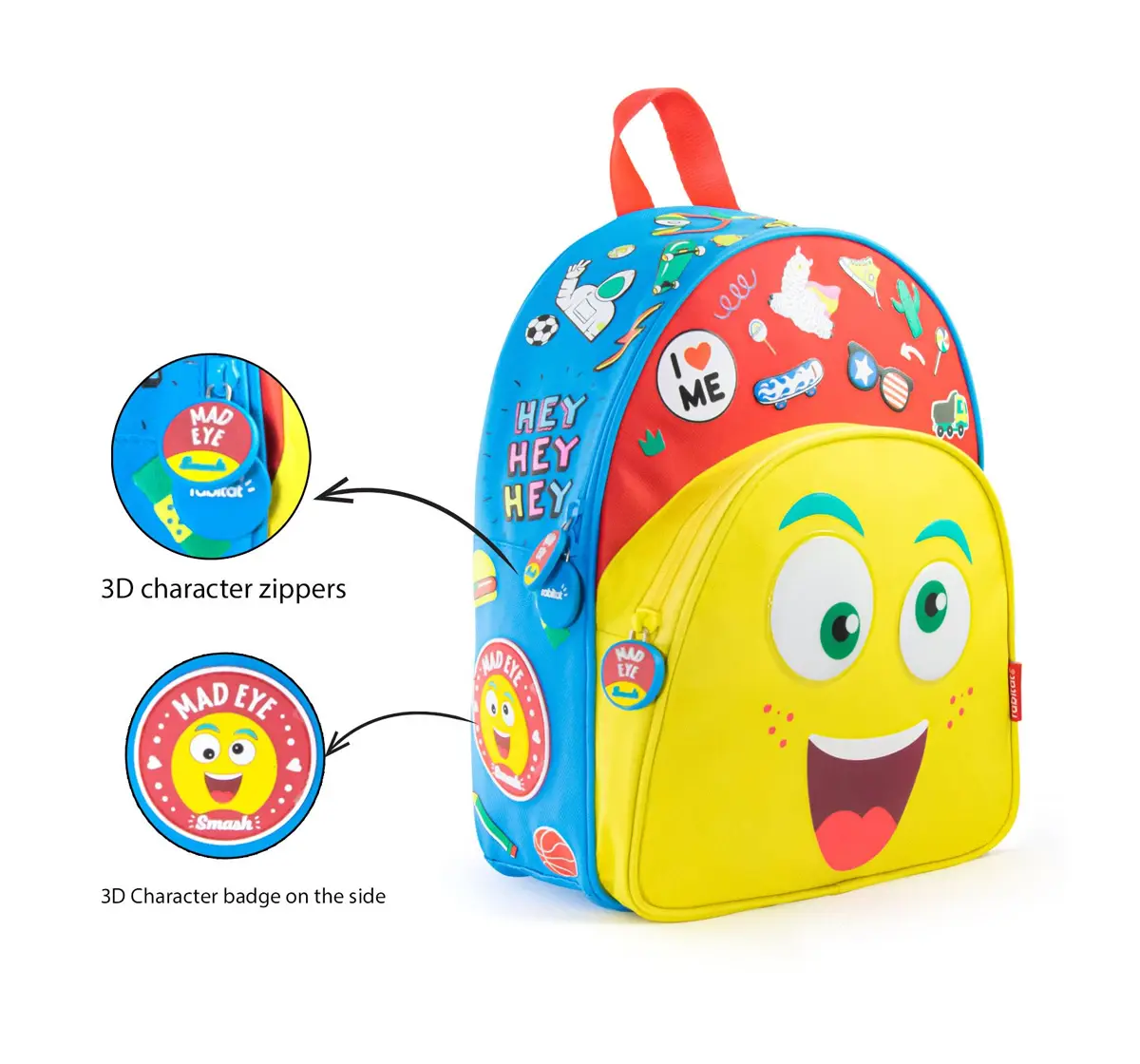 Rabitat Smash School Bag Mad Eye 12 Inches For Kids of Age 2Y+, Multicolour