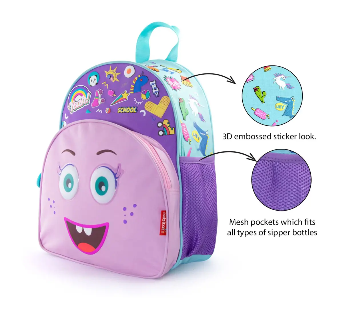 Rabitat Smash School Bag Miss Butters 12 Inches For Kids of Age 2Y+, Multicolour