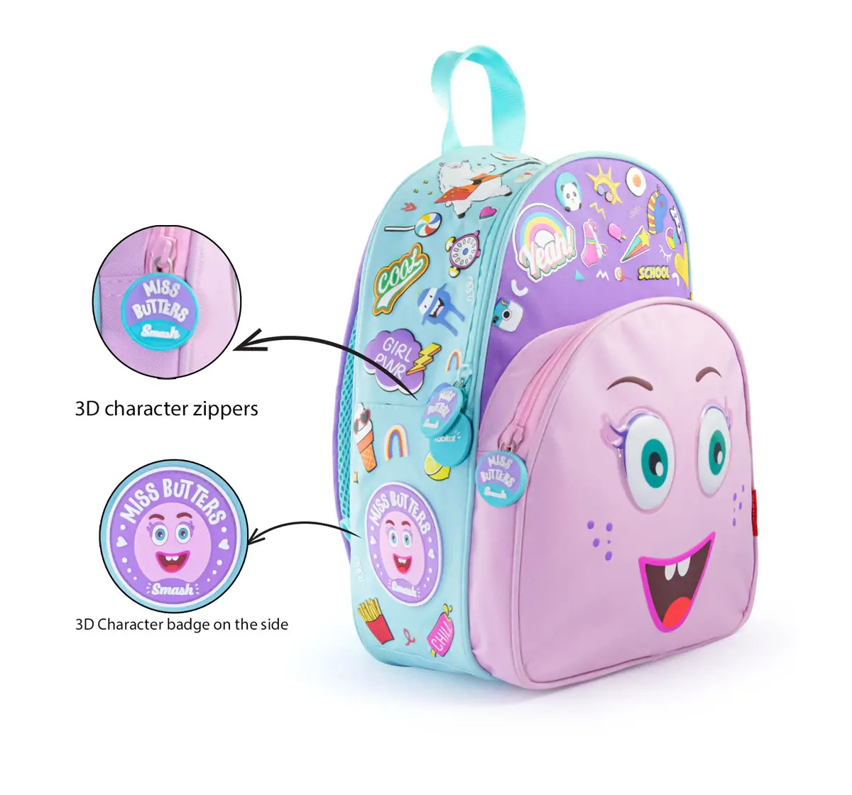 Rabitat Smash School Bag Miss Butters 12 Inches For Kids of Age 2Y+, Multicolour