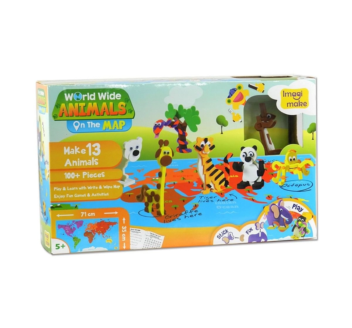  Imagimake World Wide Animals On The Map DIY Art & Craft Kit for Kids age 3Y+ 