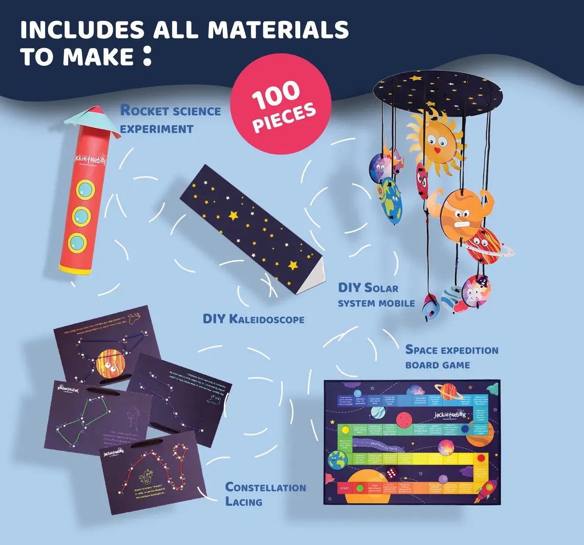 Jack In The Box Solar System Space Science Craft Kit 6-in-1 Space Toy for Kids of Age 5Y+, Multicolour