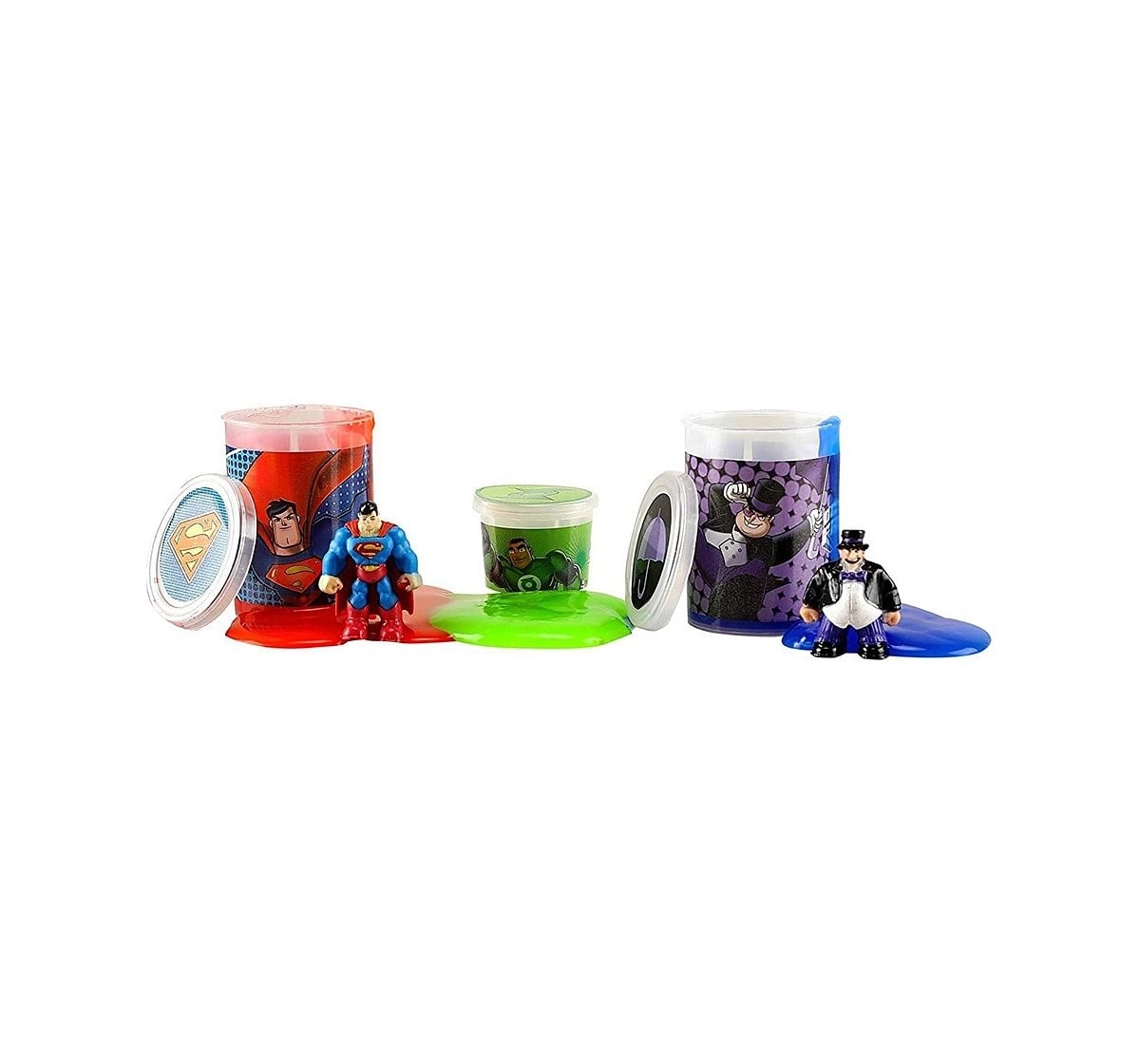 DC Super Friends Superman & Penguin Slime Mix with 2 Liquid & 1 Jelly Slime