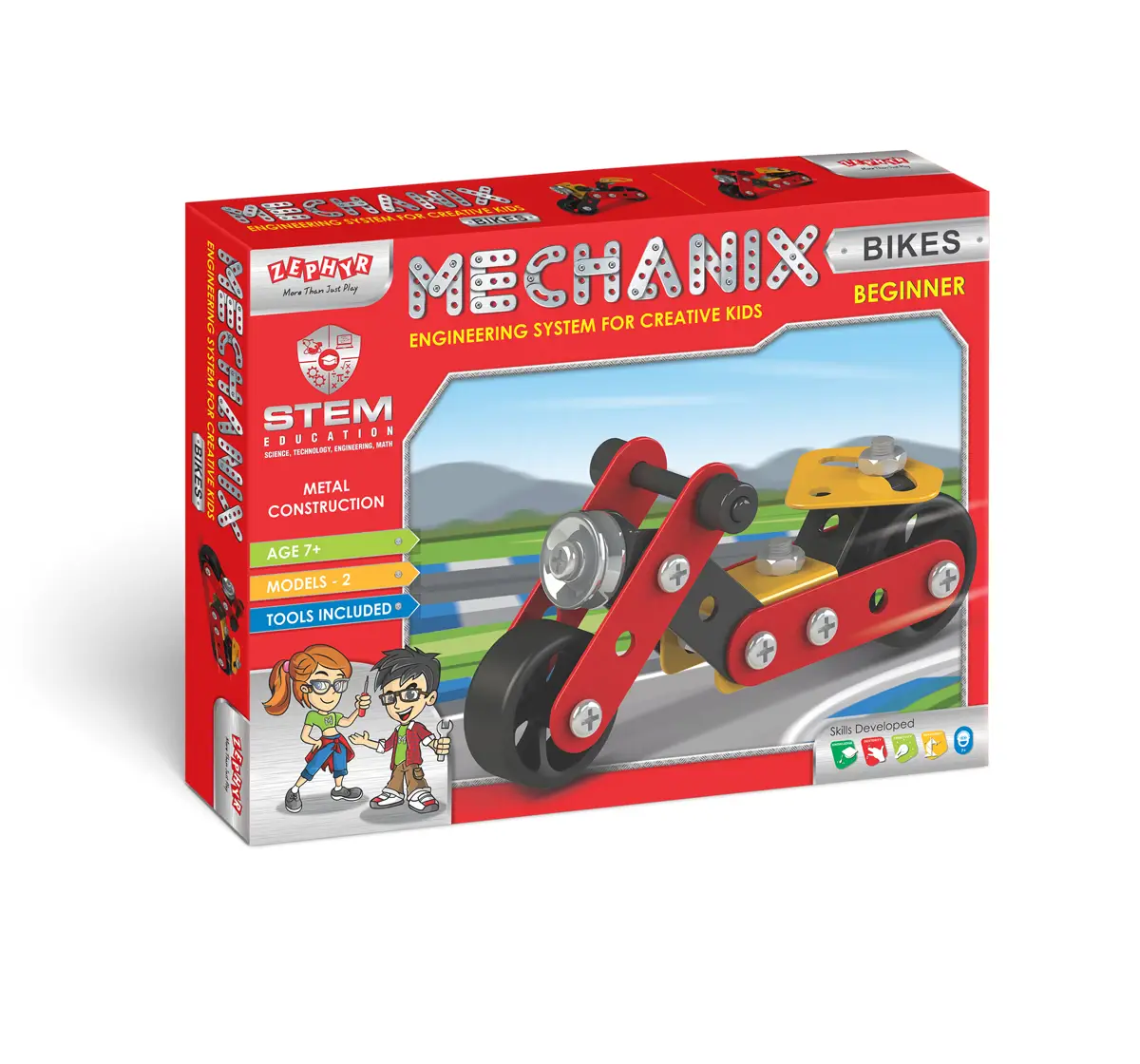 Mechanix Beginner Diy Stem And Steam Education Metal Construction Set For Boys & Girls, Multicolour, 7Y+