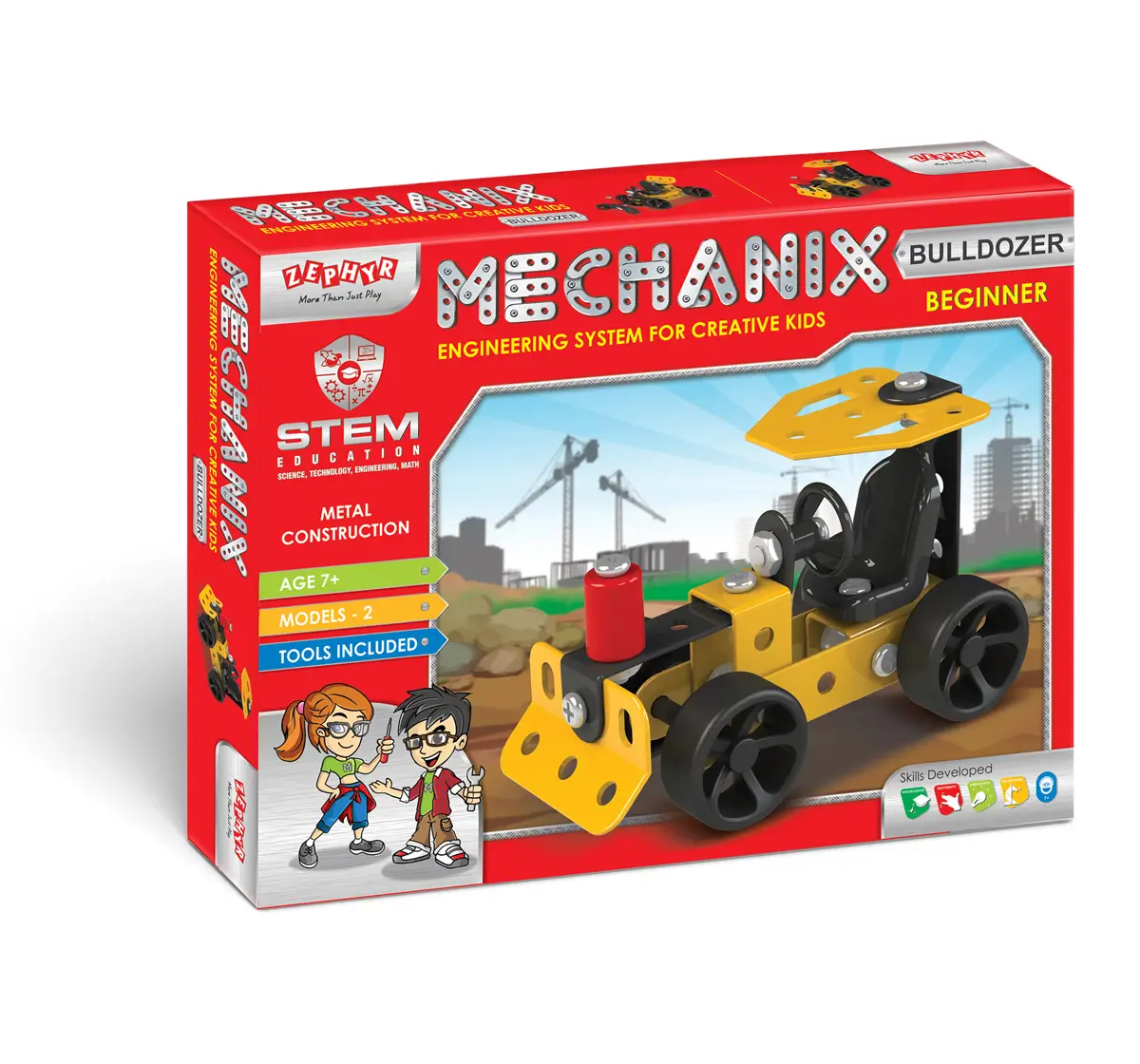 Mechanix Beginner Bulldozer, Diy Stem And Education Metal Construction Set, For Boys & Girls, Multicolour, 7Y+