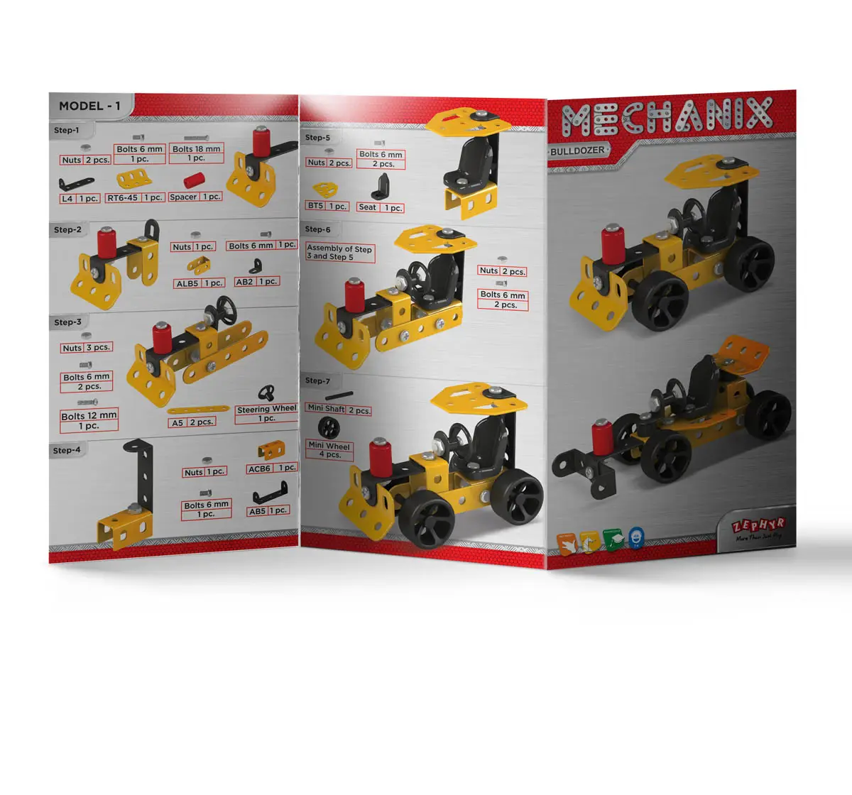 Mechanix Beginner Bulldozer, Diy Stem And Education Metal Construction Set, For Boys & Girls, Multicolour, 7Y+