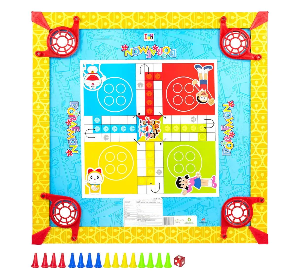 ITOYS 20X20 Doraemon Carrom, Multicolour, 4Y+