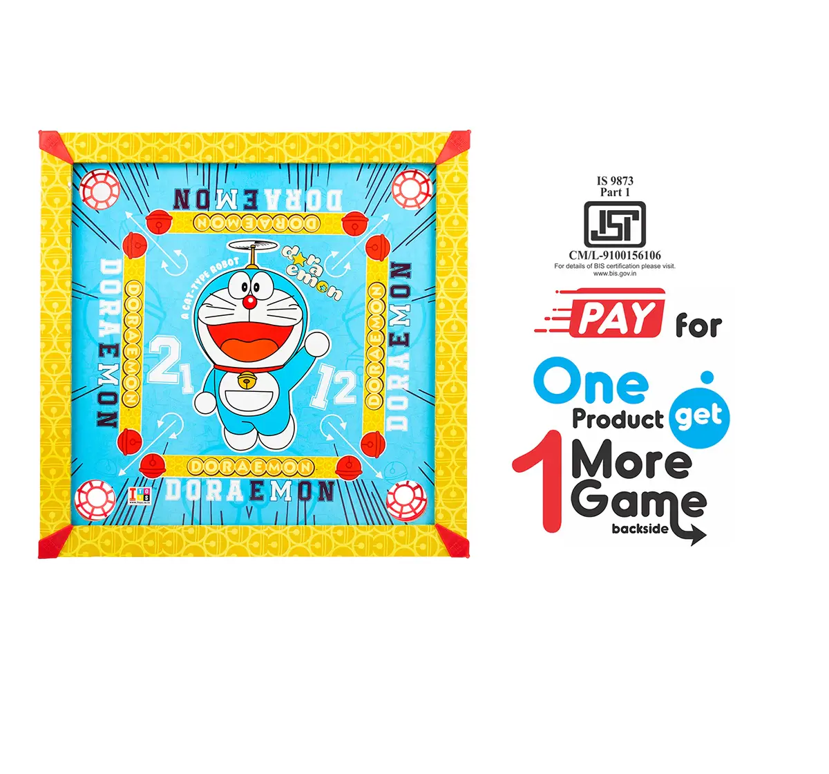 ITOYS 20X20 Doraemon Carrom, Multicolour, 4Y+