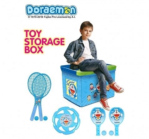 IToys Doraemon Toy storage organizer box cum sitting stool for kids,  1Y+(Multicolour)
