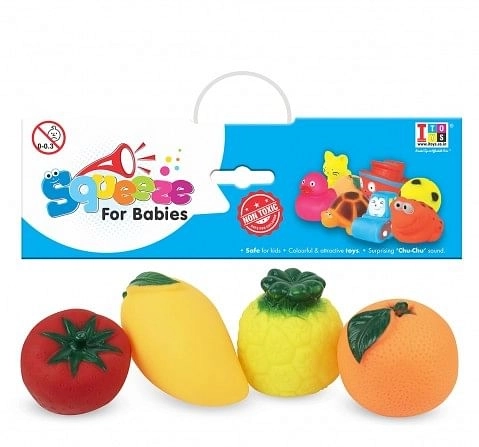 I Toys 4 Pcs fruits Squeezes with chu chu sound for babies, 3M+