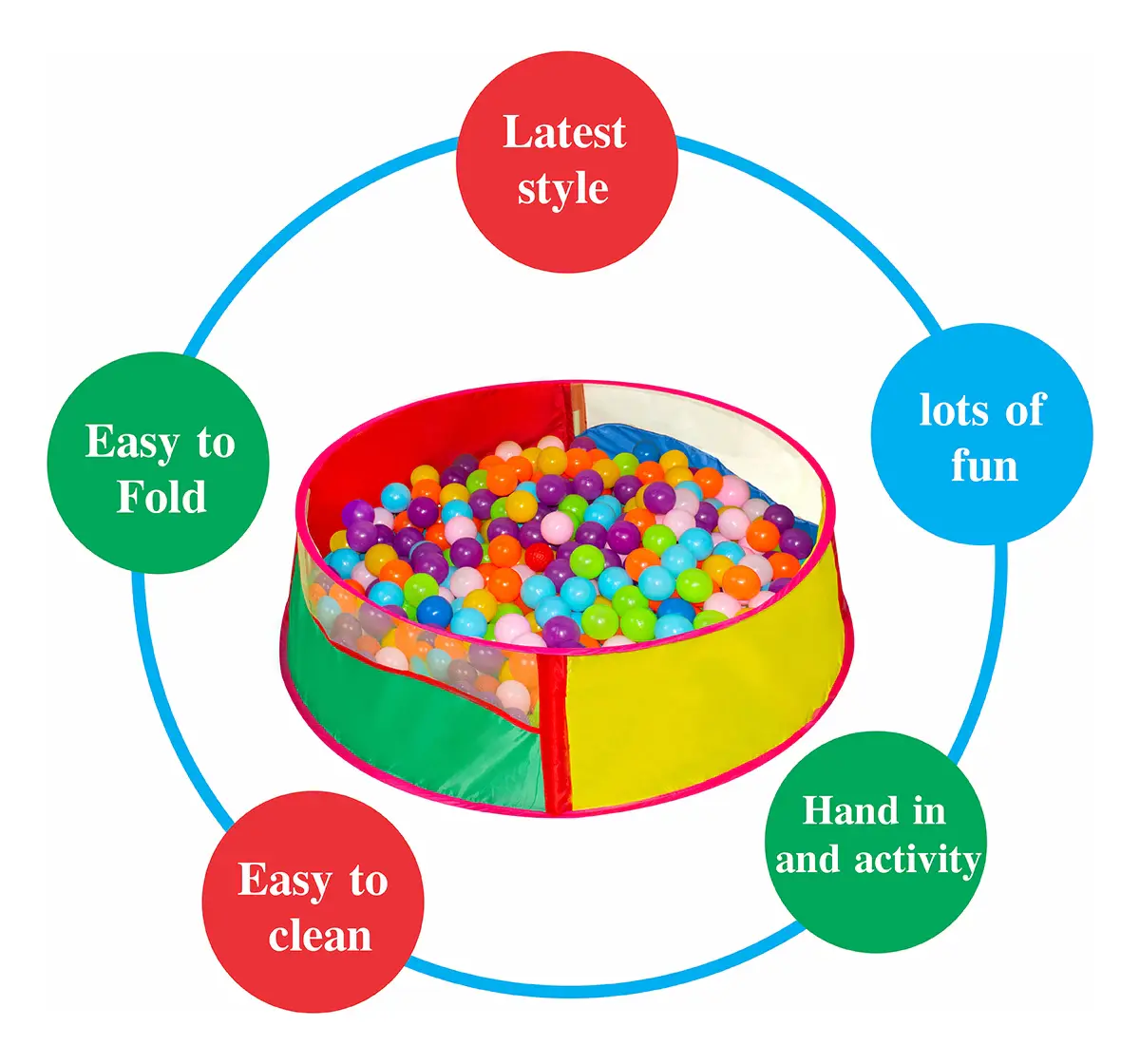 ITOYS Ball Pool with 64 Balls Round Tent, Multicolour, 2Y+