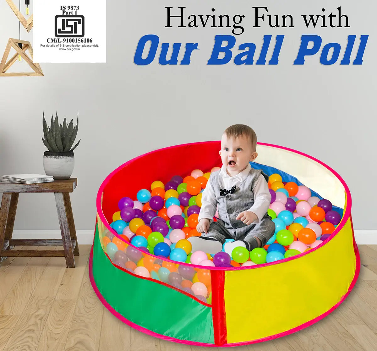 ITOYS Ball Pool with 64 Balls Round Tent, Multicolour, 2Y+
