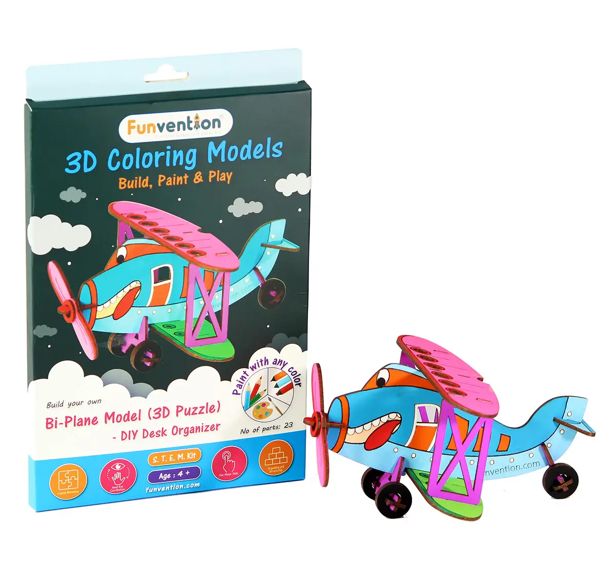 Funvention 3D Coloring Model - Bi-Plane Stem for Kids Age 5Y+